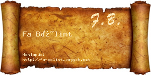 Fa Bálint névjegykártya